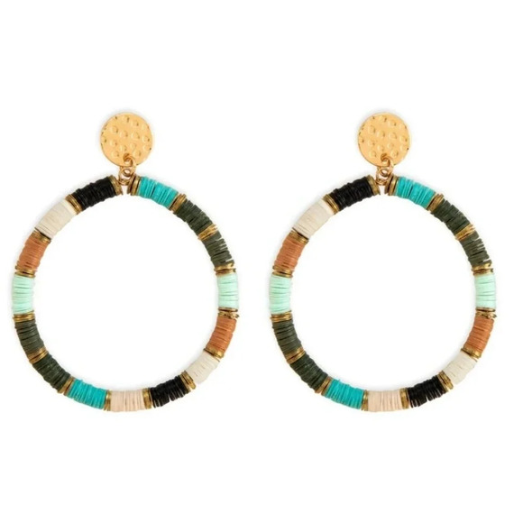New! Boho Beaded Hoop Statement Earrings - Picture 1 of 2